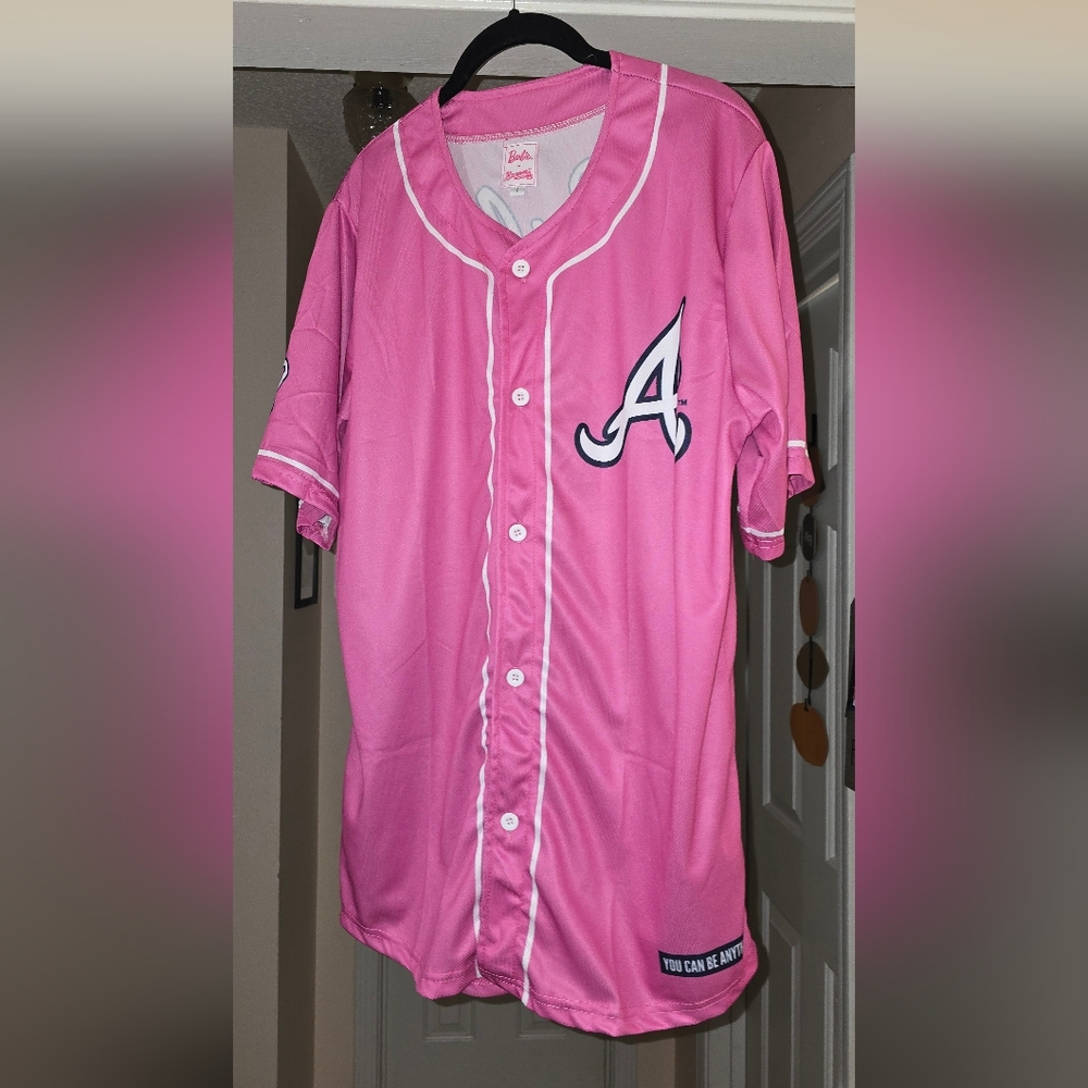 Atlanta Braves Pink Barbey Jersey L